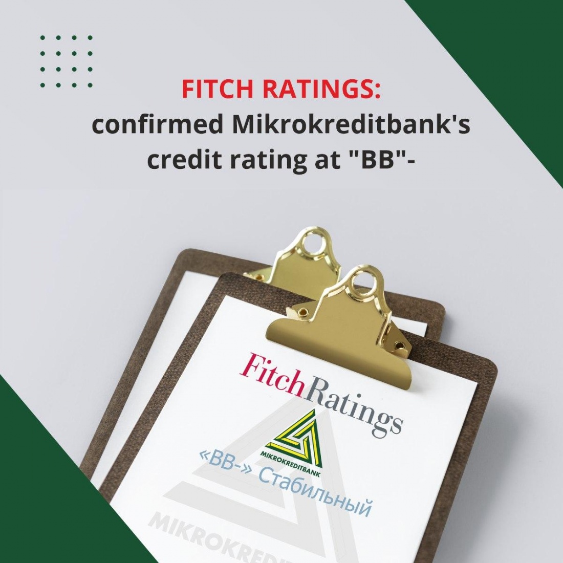 Fitch Affirms Microcreditbank at 'BB-'; Outlook Stable