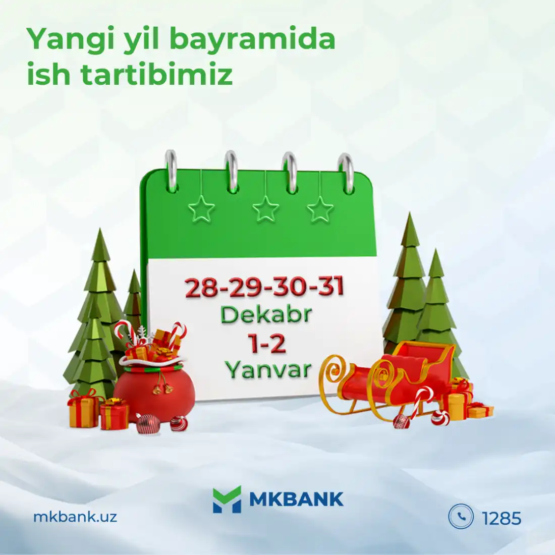 Yangi yil bayramida ish tartibimiz!