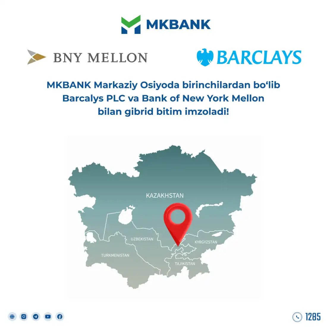 MKBANK Markaziy Osiyoda birinchilardan bo‘lib Barcalys PLC va Bank of New York Mellon bilan gibrid bitim imzoladi