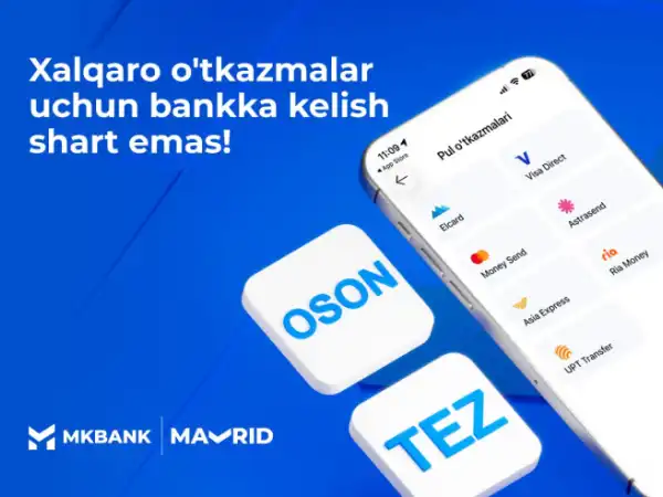 Dunyoning qaysi nuqtasiga bo'lmasin, pul manzilga tez yetib boradi!