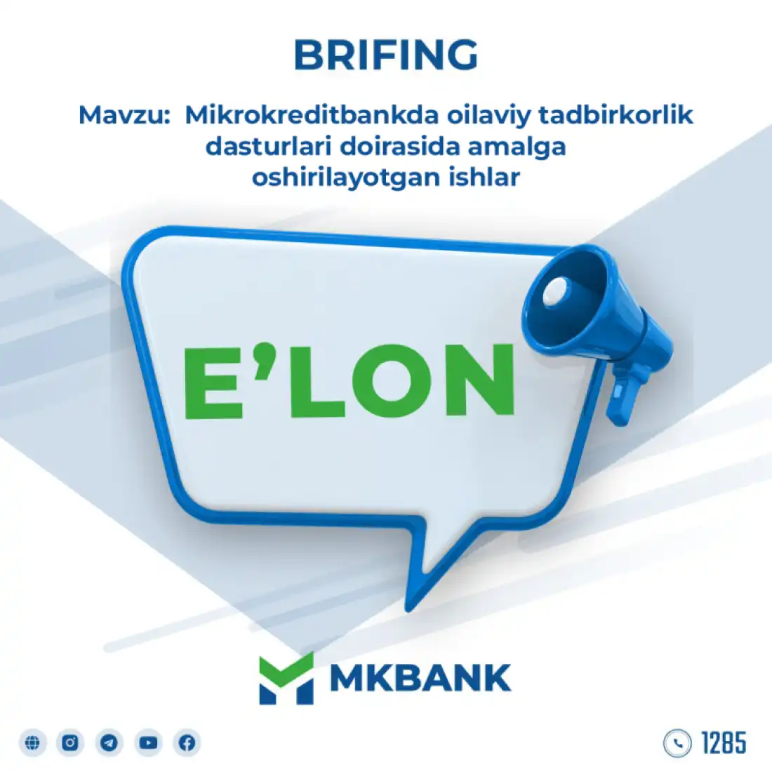 MKBANKda oilaviy tadbirkorlik dasturlari doirasida amalga oshirilayotgan ishlar mavzusida brifing tashkil etildi